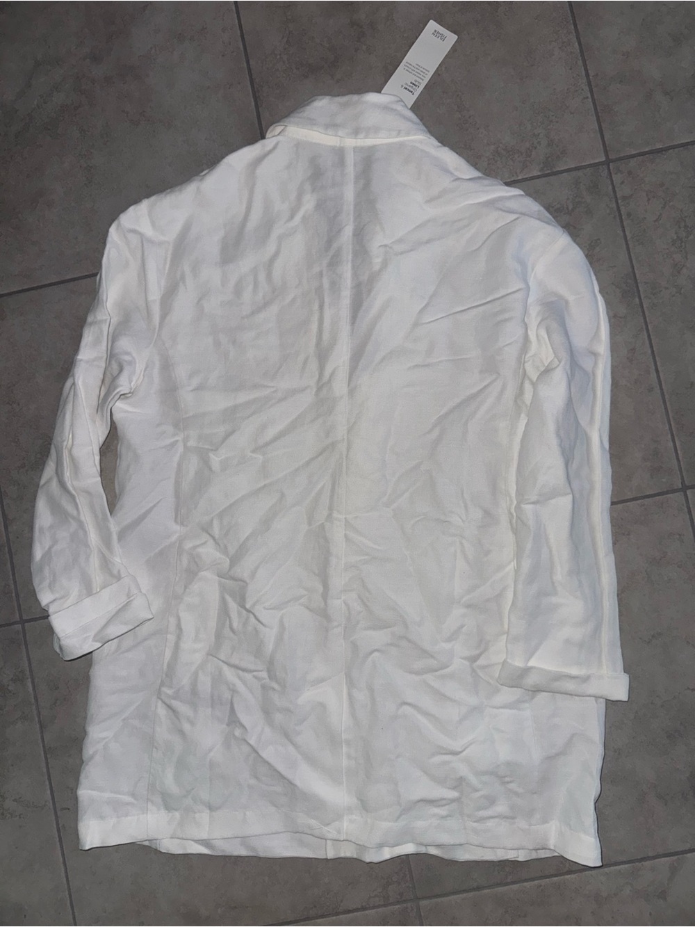 Eileen Fisher White Open-Front Linen-Blend Blazer - Picture 4 of 4